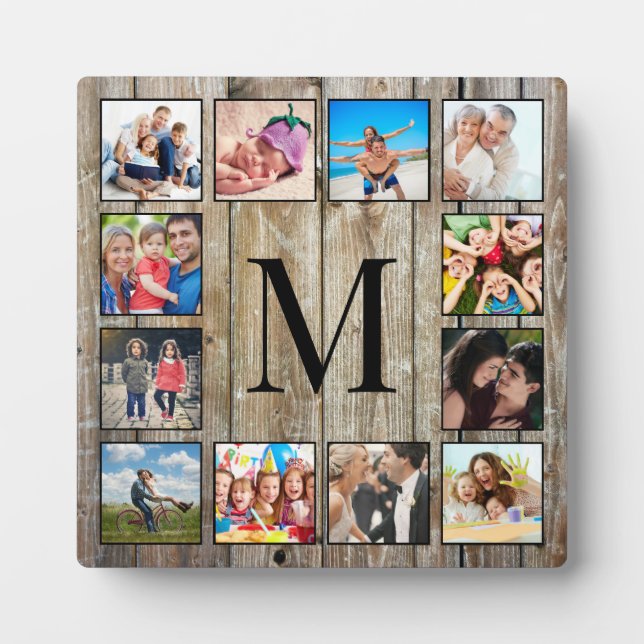 Create Your Custom Photo Collage Rustic Farmhouse Plaque (Front)