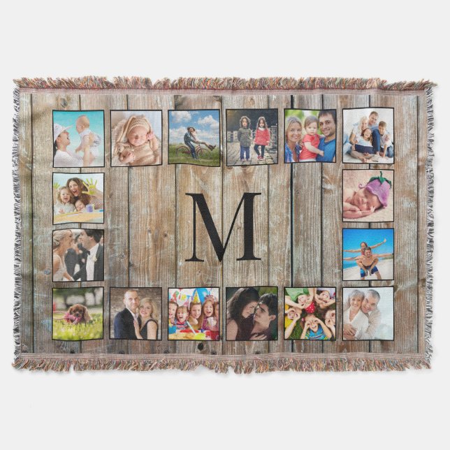 Create Your Custom Photo Collage Rustic Farmhouse Throw Blanket (Front)