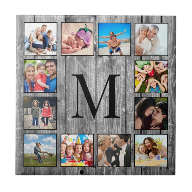 Create Your Custom Photo Collage Rustic Farmhouse Tile (Front)