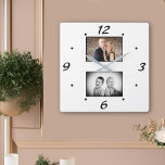 Create your Elegant Simple Photo Collage Square Wall Clock<br><div class="desc">Create your Elegant Simple Photo Collage Wall Clock. Personalize with two of your favorite photos and make your own personal wall clock for your home.</div>