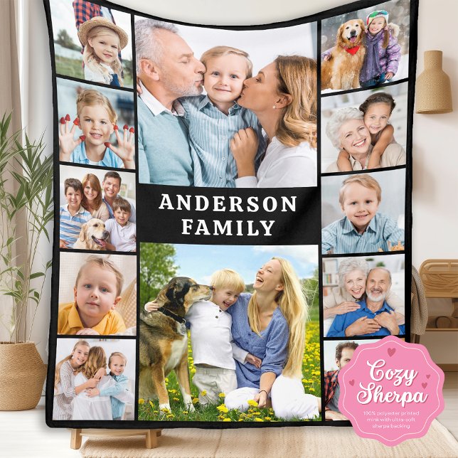 Create Your Family Photo Collage Unique 12 Picture Sherpa Blanket (Creator Uploaded)