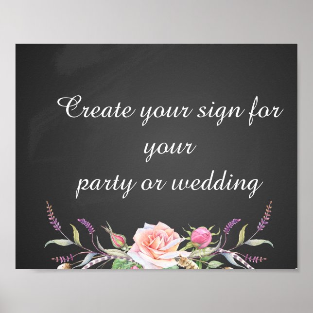 create your floral chalkboard  party sign (Front)
