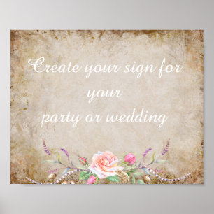 create your floral  party sign
