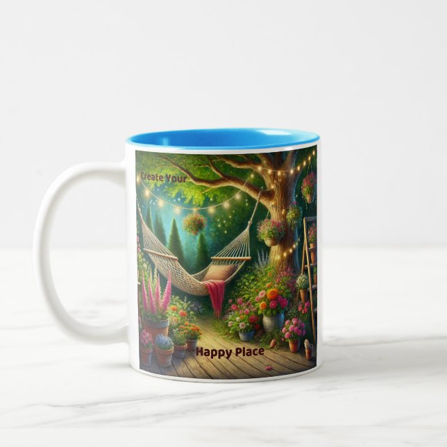 Create Your Happy Place Customisable Two-Tone Coffee Mug (Left)