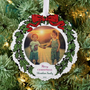 Create your Merry Christmas family photo christmas Tree Decoration Card