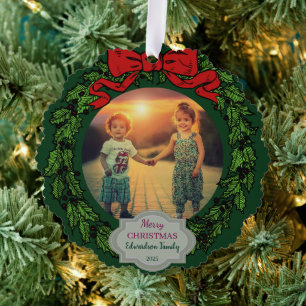 Create your Merry Christmas family photo christmas Tree Decoration Card