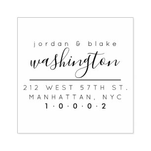Create Your Modern Married Couple Return Address Rubber Stamp