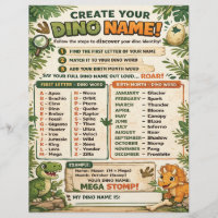 Create Your Name Dinosaur Party Game
