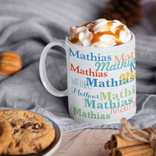 Create Your Name Pattern on White Coffee Mug