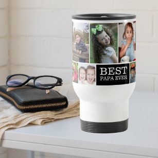 Create Your Own 10 Photo Collage Best Papa Ever Travel Mug