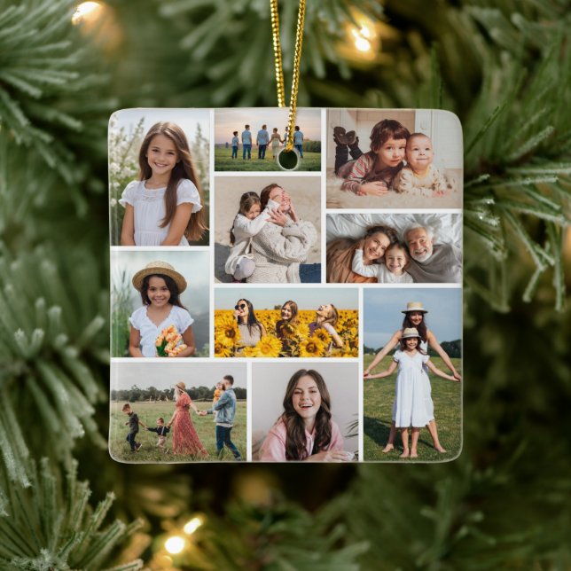 Create Your Own 10 Photo Collage Ceramic Ornament (Tree)