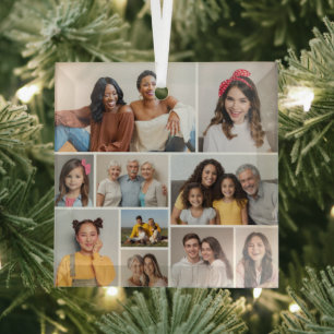 Create Your Own 10 Photo Collage Glass Tree Decoration