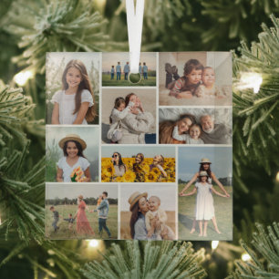 Create Your Own 10 Photo Collage Glass Tree Decoration