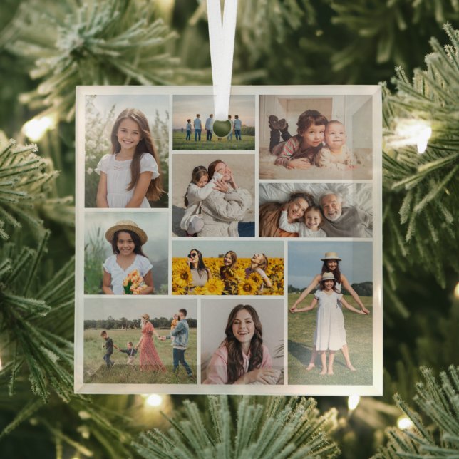 Create Your Own 10 Photo Collage Glass Tree Decoration (Insitu)