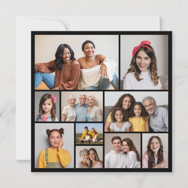 Create Your Own 10 Photo Collage Greeting Card (Front)