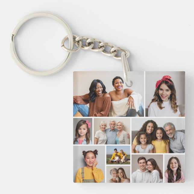 Create Your Own 10 Photo Collage Key Ring (Front)