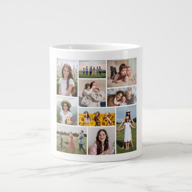 Create Your Own 10 Photo Collage Large Coffee Mug (Front)