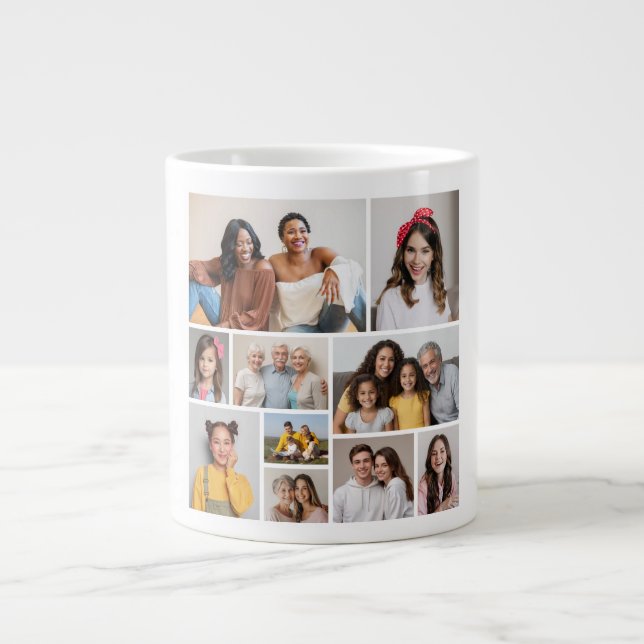 Create Your Own 10 Photo Collage Large Coffee Mug (Front)
