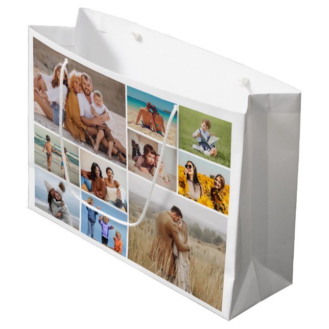 Create Your Own 10 Photo Collage Large Gift Bag (Front Angled)
