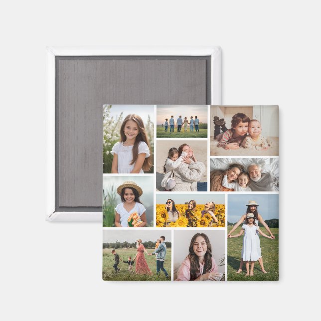 Create Your Own 10 Photo Collage Magnet (Front/Back)