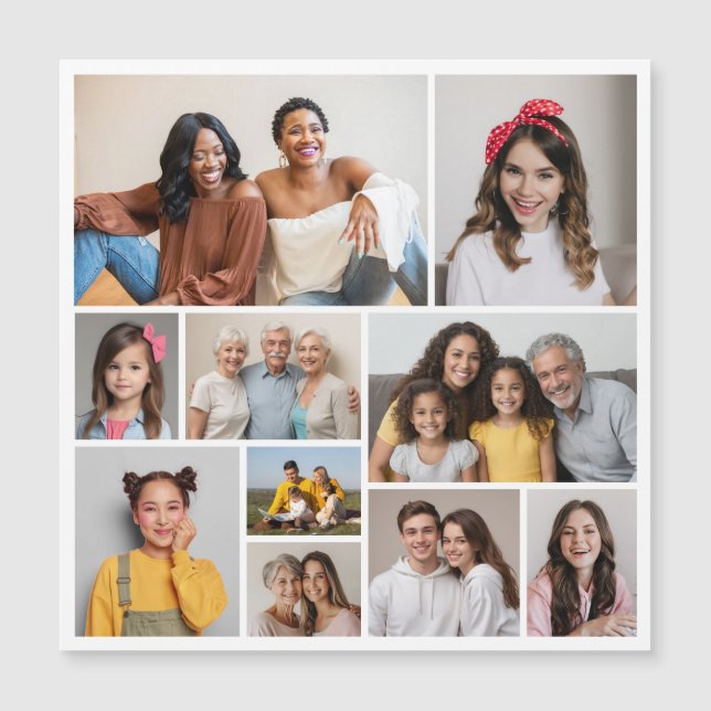 Create Your Own 10 Photo Collage Magnetic Card (Front)