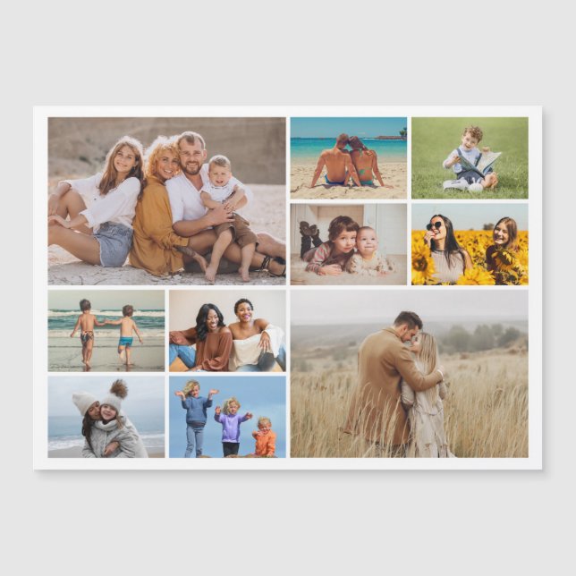 Create Your Own 10 Photo Collage Magnetic Card (Front)