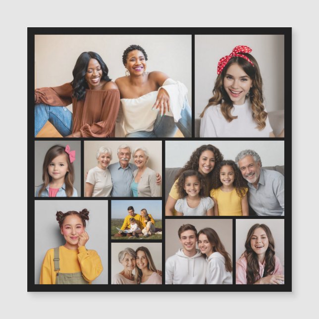 Create Your Own 10 Photo Collage Magnetic Card (Front)