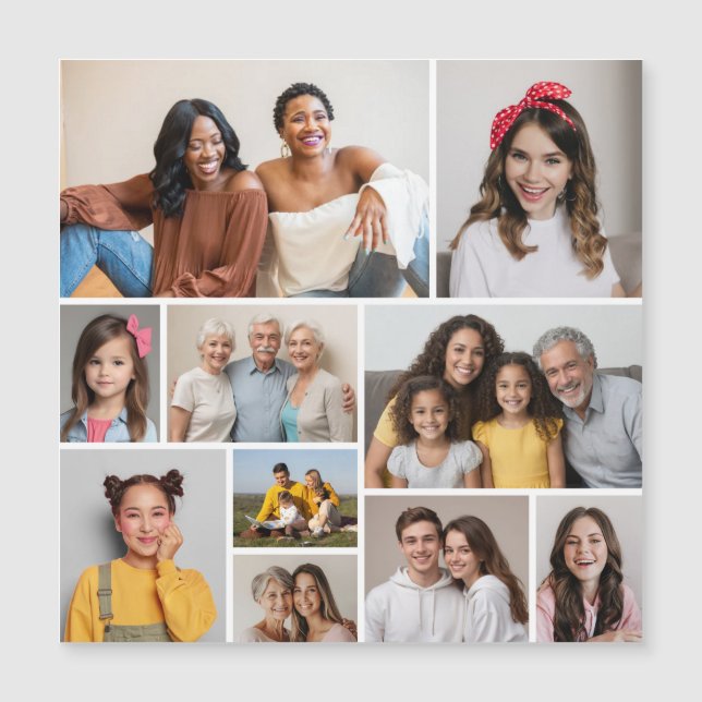 Create Your Own 10 Photo Collage Magnetic Card (Front)