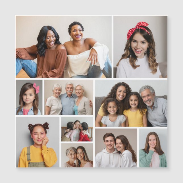 Create Your Own 10 Photo Collage Magnetic Card (Front)