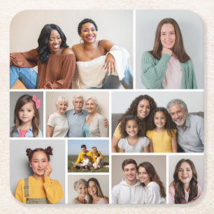 Create Your Own 10 Photo Collage Square Paper Coaster