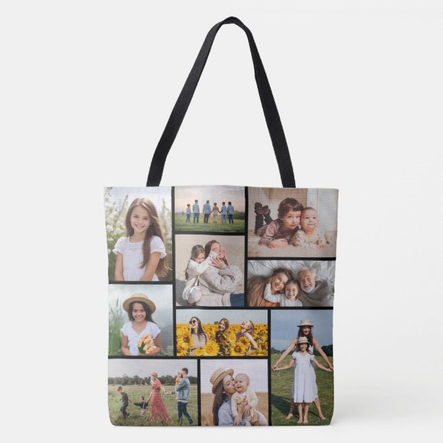 Create Your Own 10 Photo Collage Tote Bag (Front)