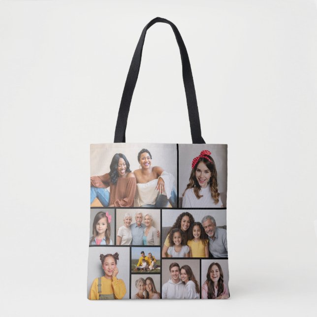 Create Your Own 10 Photo Collage Tote Bag (Front)