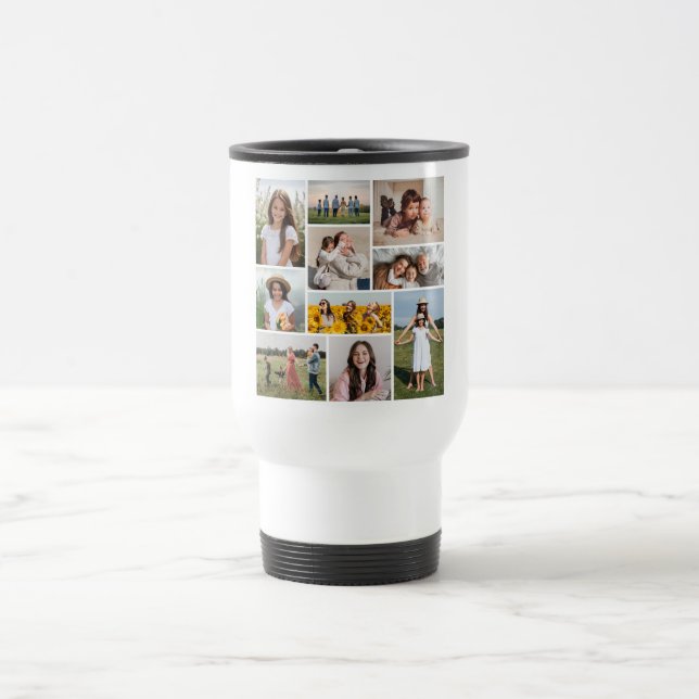 Create Your Own 10 Photo Collage Travel Mug (Center)
