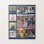 Create Your Own 11 Family Photo Collage Blue Jigsaw Puzzle<br><div class="desc">Family photo collage puzzle to personalise with 11 favourite photos.</div>