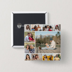 Create Your Own  11 Photo Collage 15 Cm Square Badge
