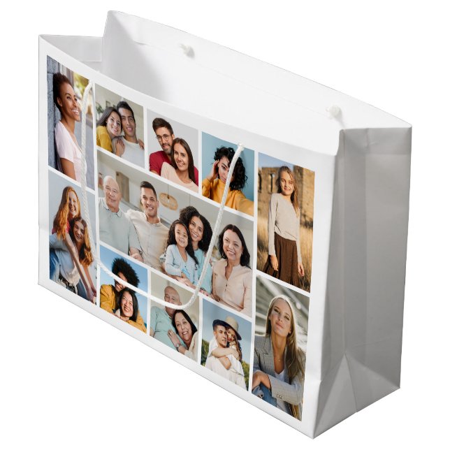 Create Your Own 11 Photo Collage Large Gift Bag (Front Angled)