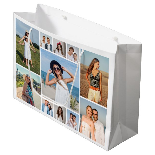 Create Your Own 11 Photo Collage Large Gift Bag (Front Angled)