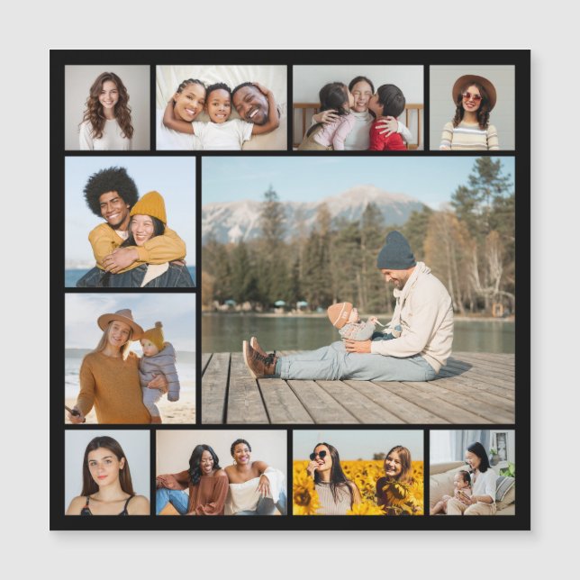 Create Your Own 11 Photo Collage Magnetic Card (Front)