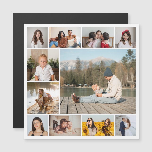 Create Your Own 11 Photo Collage Magnetic Card (Front/Back)