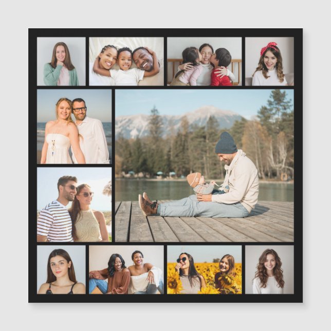 Create Your Own 11 Photo Collage Magnetic Card (Front)