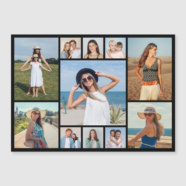 Create Your Own 11 Photo Collage Magnetic Card (Front)