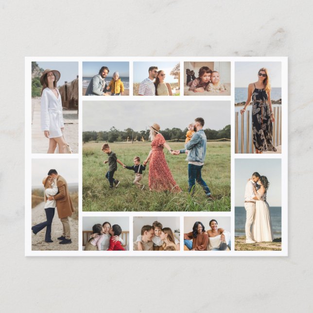 Create Your Own 11 Photo Collage Postcard (Front)