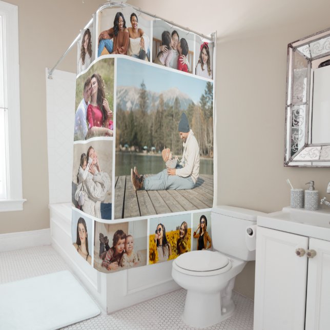 Create Your Own  11 Photo Collage Shower Curtain (In Situ)