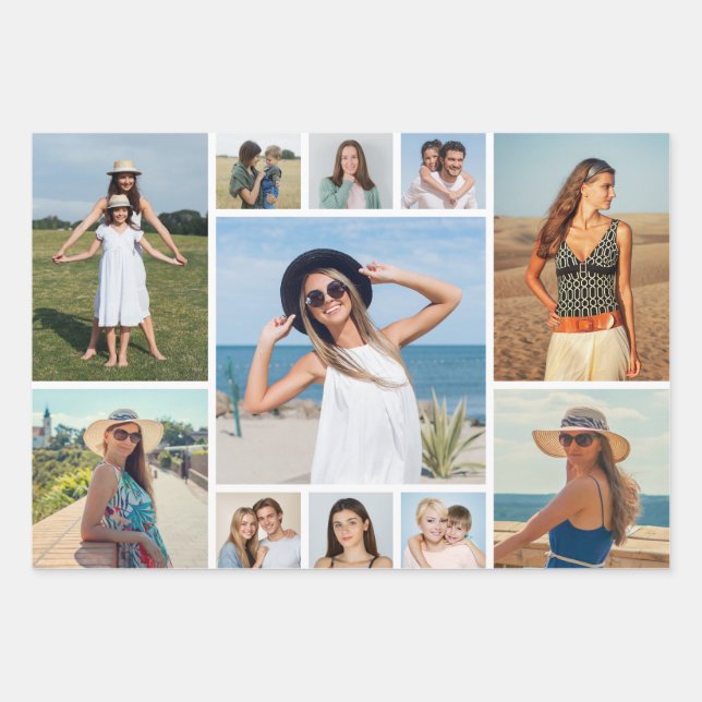 Create Your Own 11 Photo Collage  Wrapping Paper Sheet (Front 3)