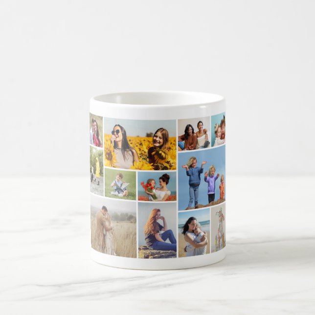 Create Your Own 12 Photo Collage Coffee Mug (Center)