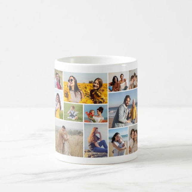 Create Your Own 12 Photo Collage Coffee Mug (Center)