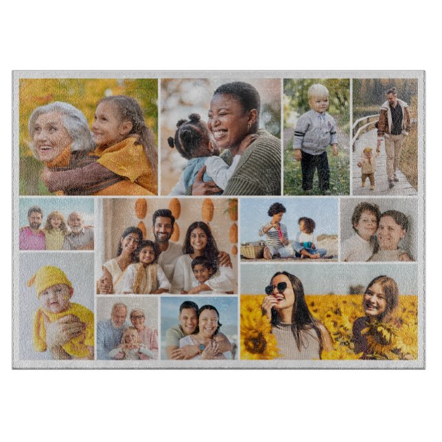 Create Your Own 12 Photo Collage Cutting Board (Front)