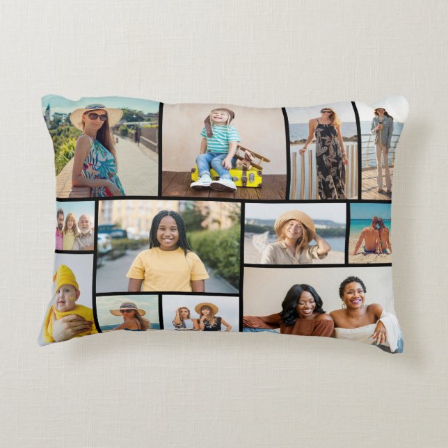 Create Your Own 12 Photo Collage  Decorative Cushion (Back)
