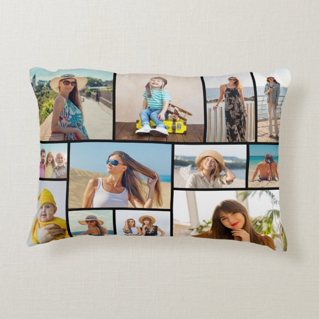 Create Your Own 12 Photo Collage  Decorative Cushion (Back)