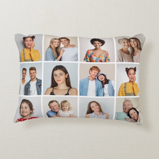 Create Your Own 12 Photo Collage Decorative Cushion (Back)